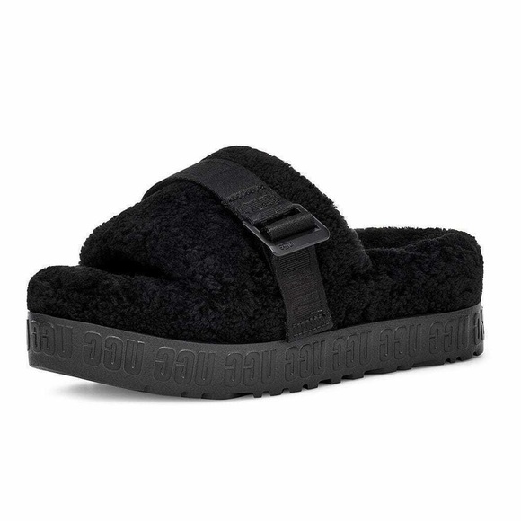 UGG Fluffita Black Slides - Picture 1 of 11